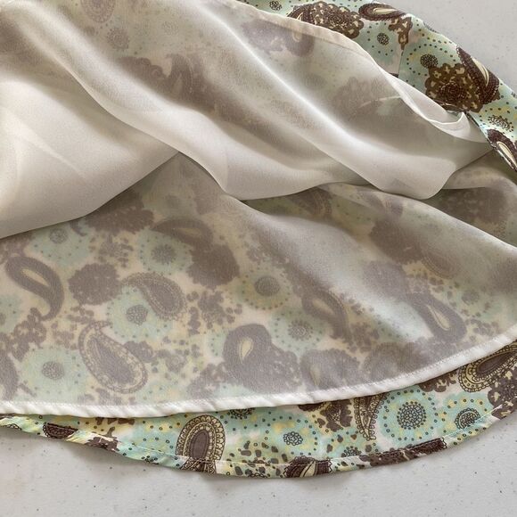 Anthropologie Isabella Bird 100% Silk Paisley Print Short Cutout Sleeve Dress - Picture 14 of 16